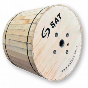 SAT Fibra ADSS, 24 Hilos Span 120m, G652D Monomodo, Diametro 9.5mm, Carrete 4km