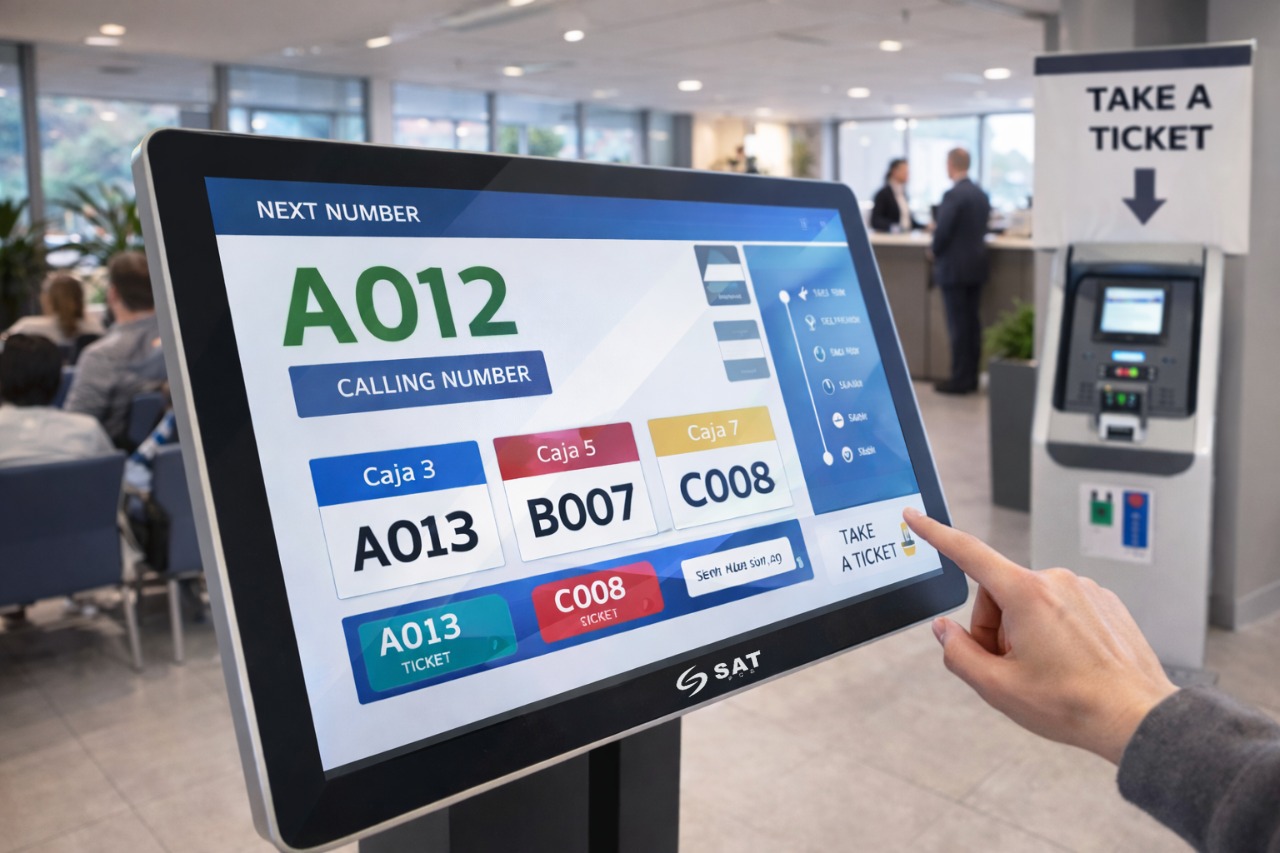 Monitor touch comercial para señalización digital interactiva con sistema de turnos